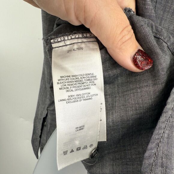 Columbia Shirt Women Small Chambray Double Breast Pockets Button Down Gray - Picture 9 of 11